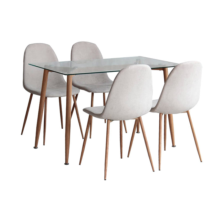 Comedor 4 Puestos Harrison Microfibra Beige