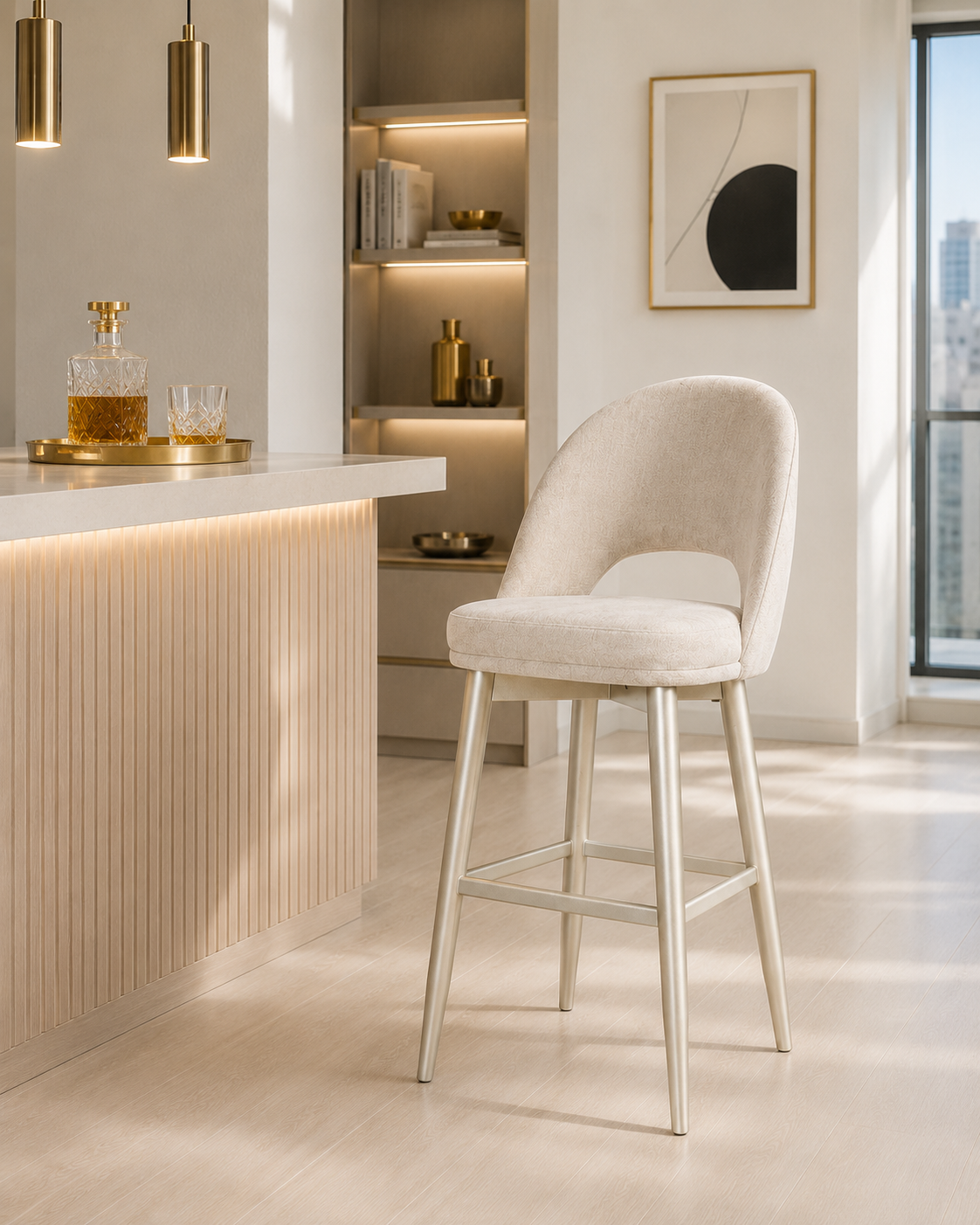 Silla Bar Versalles Velvet Emma Champaña