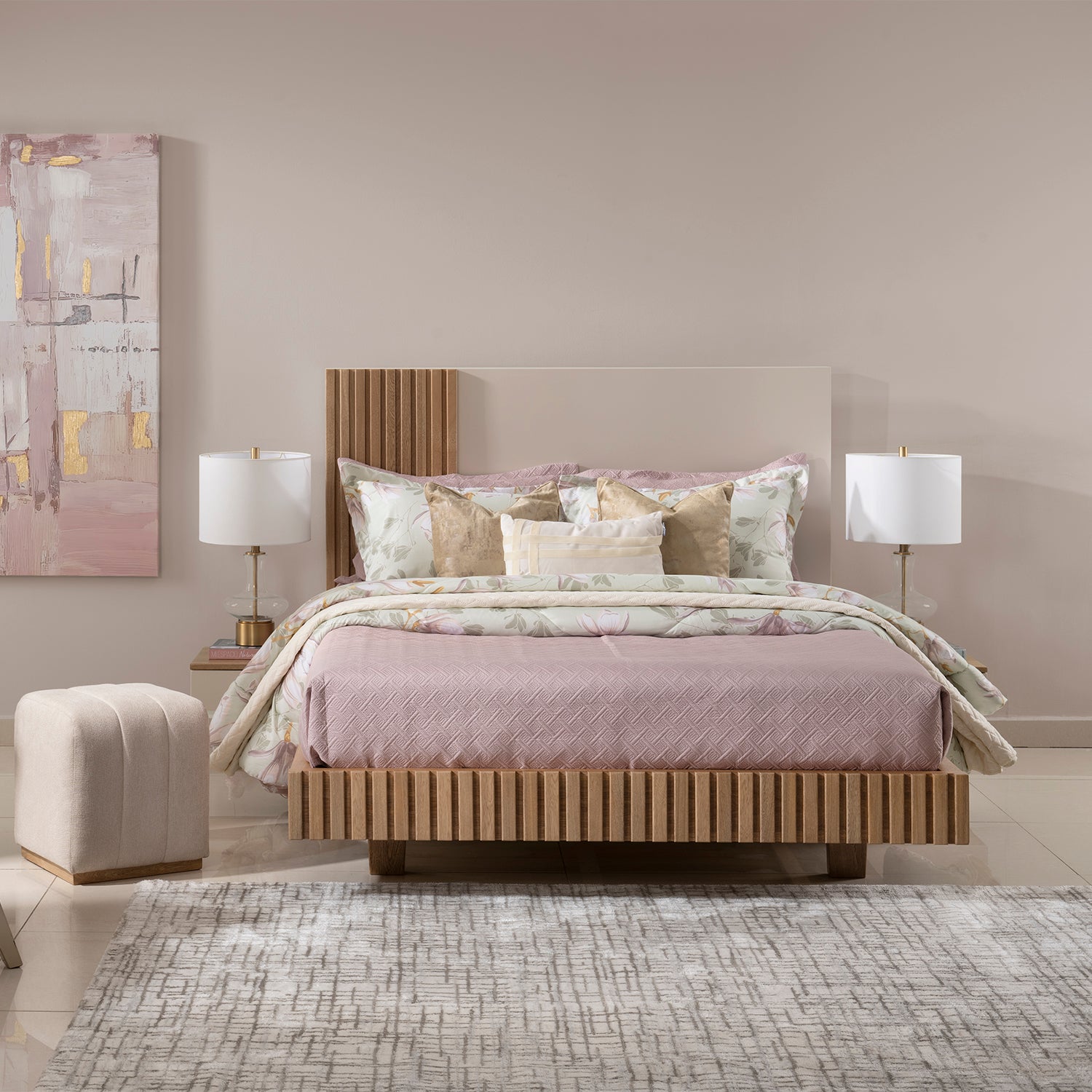 Cama Full Denzel Natural, Off White