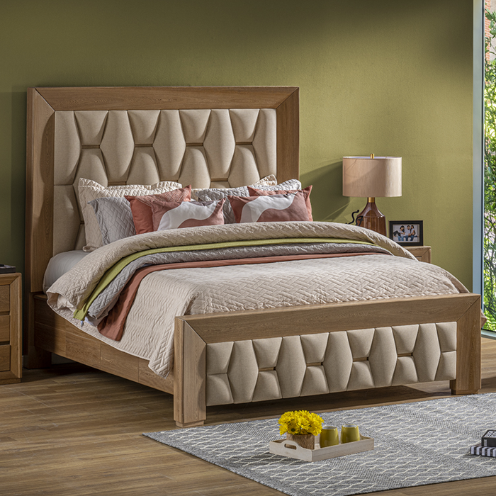 Cama King Madeira Marfil, Natural