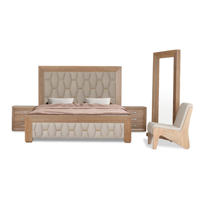 Cama King Madeira Marfil, Natural