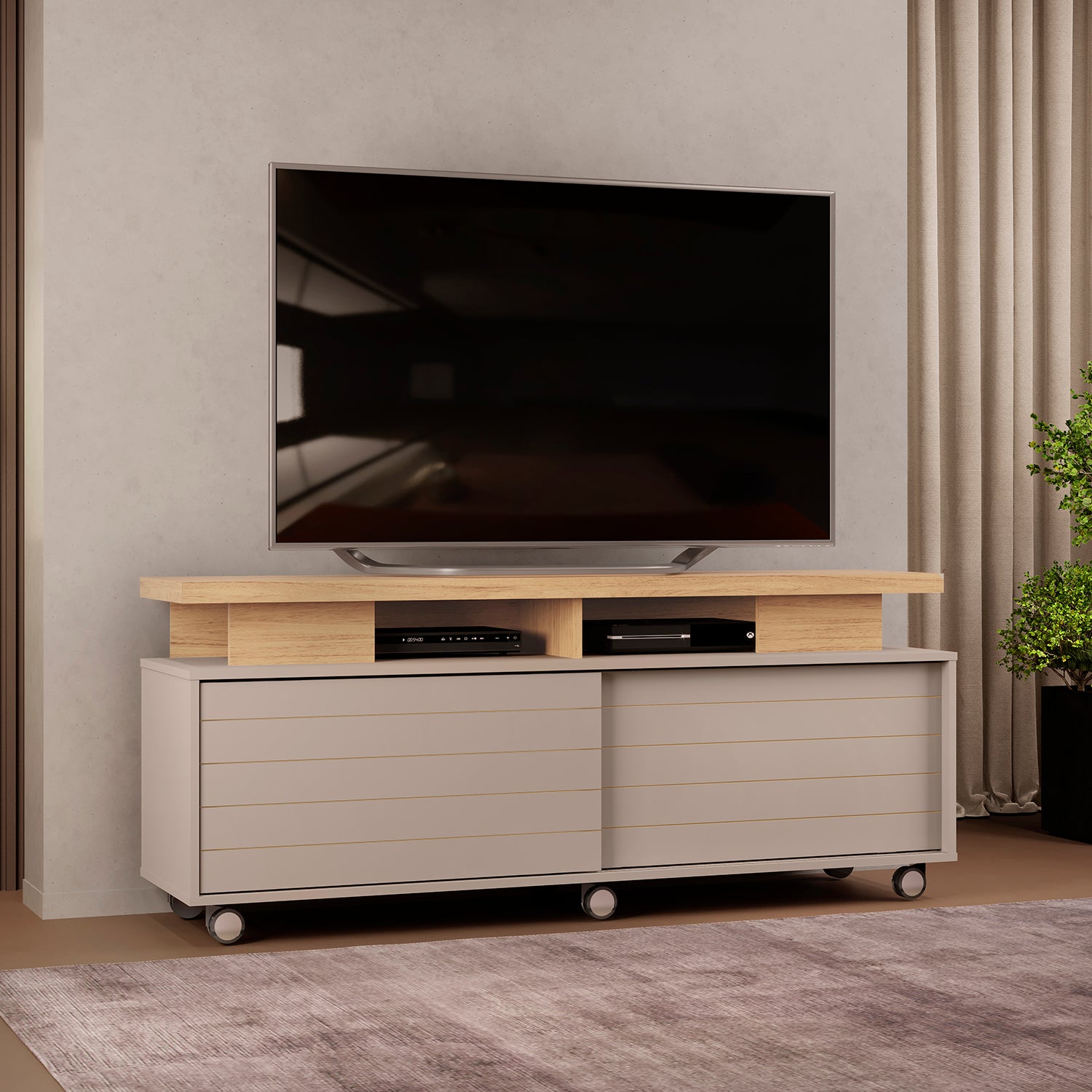 Mesa de Tv Barton Natural, Gris