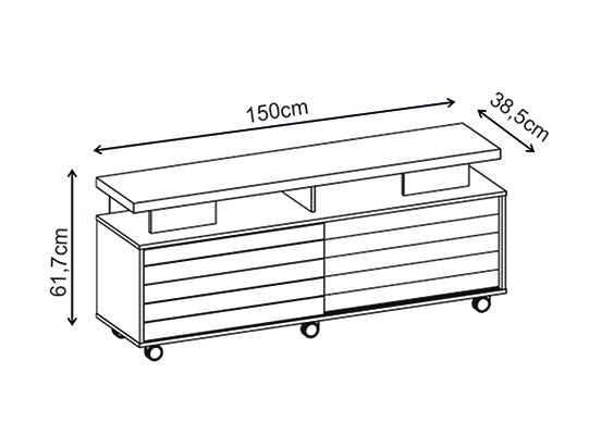 Mesa de Tv Barton Natural, Gris
