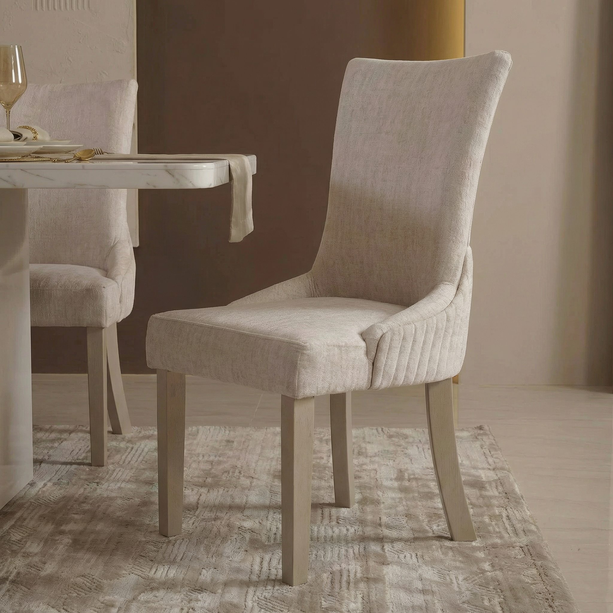 Comedor 8 Puestos Roma Veltvet Atlas Marmol, Champaña