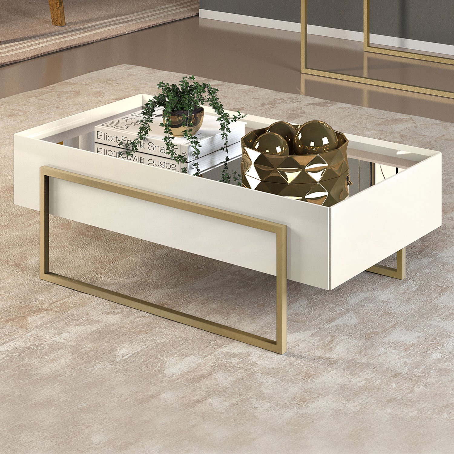 Mesa De Centro Loft Off White Champaña