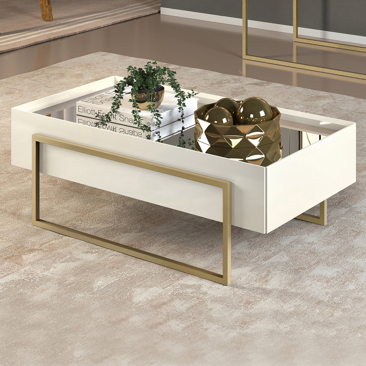 Mesa De Centro Loft Off White Champaña