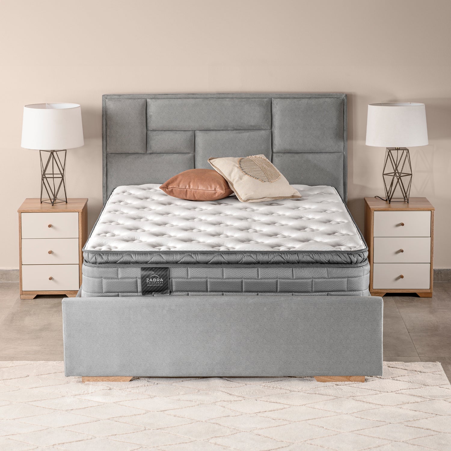 Cama Full Aurora Microfibra Gris Plomo