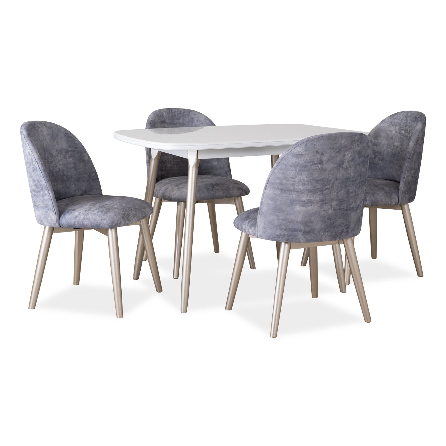 Comedor 4 Puestos Oslo Velvet Atica Plata, Champaña