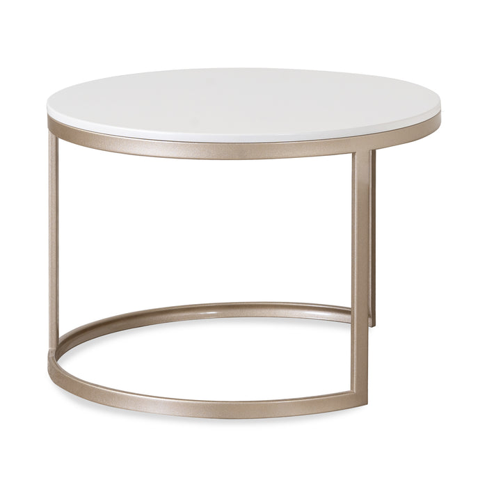 Mesa De Centro Brooklyn Blanco Perla, Champaña Circular