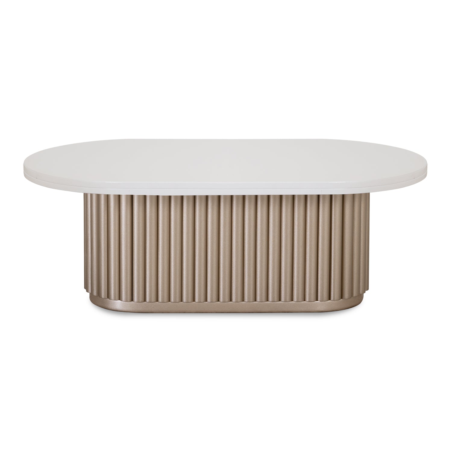 Mesa De Centro Brooklyn Blanco Perla, Champaña Ovalada