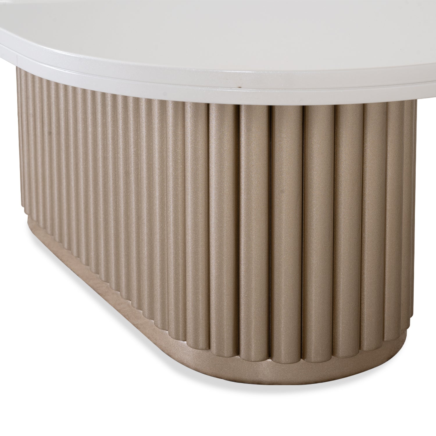 Mesa De Centro Brooklyn Blanco Perla, Champaña Ovalada