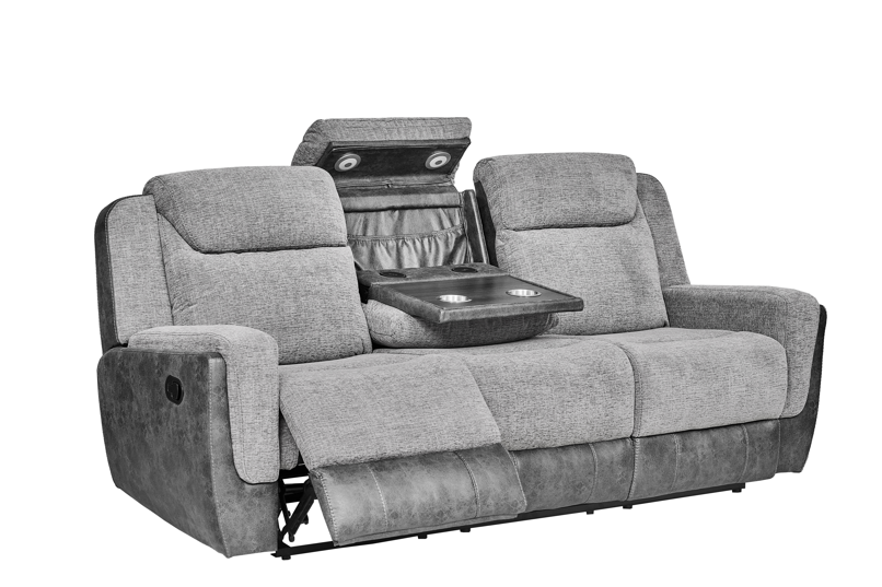 Sofá Reclinable 2 Puestos Decko Microfibra Gris