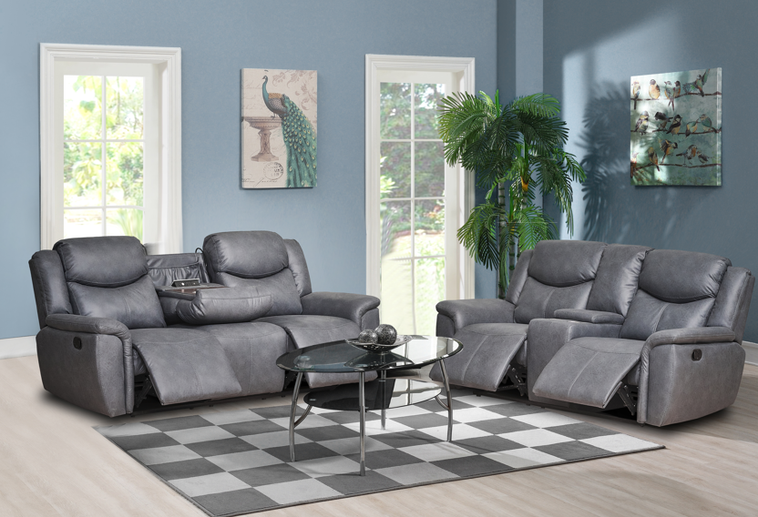 Sofá Reclinable 2 Puestos Saba Tex Gris