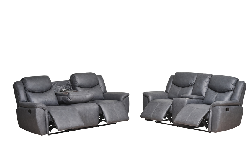 Sofá Reclinable 2 Puestos Saba Tex Gris
