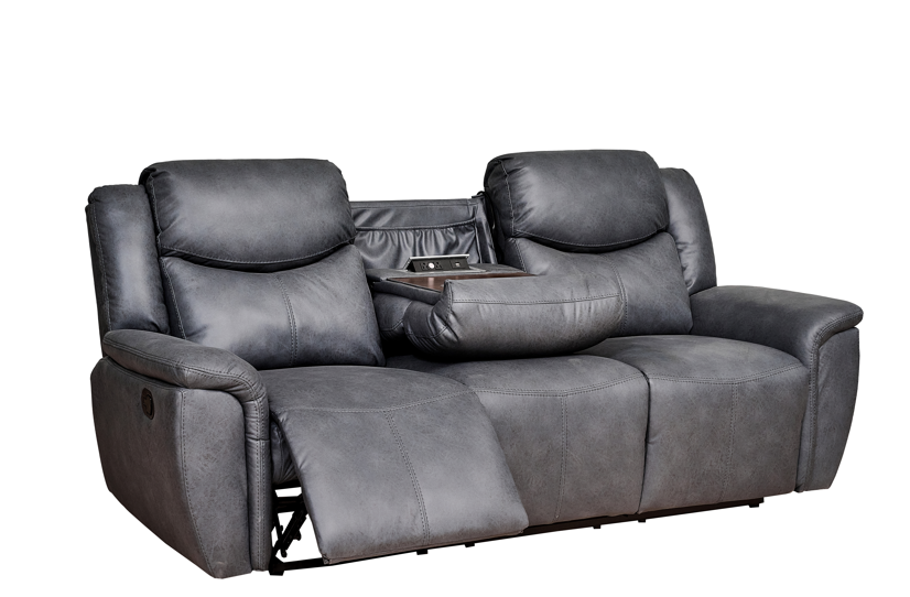 Sofá Reclinable 3 Puestos Saba Tex Gris