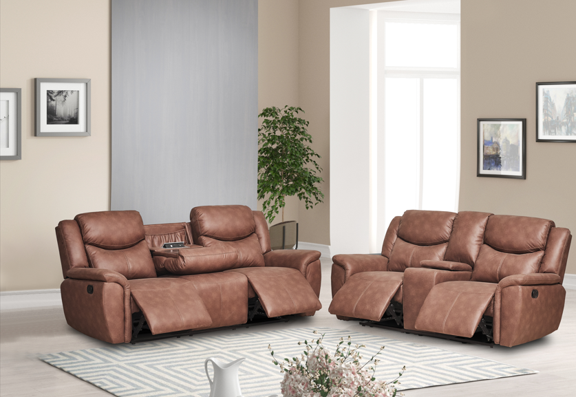 Sofá Reclinable 3 Puestos Saba Tex Chocolate