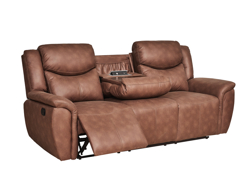 Sofá Reclinable 3 Puestos Saba Tex Chocolate