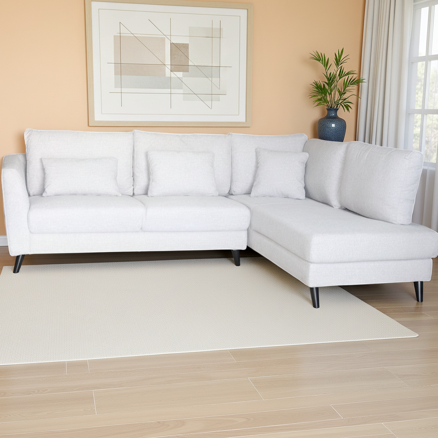 Sala Rinconera Ibis Lino Plata Orientacion Derecha