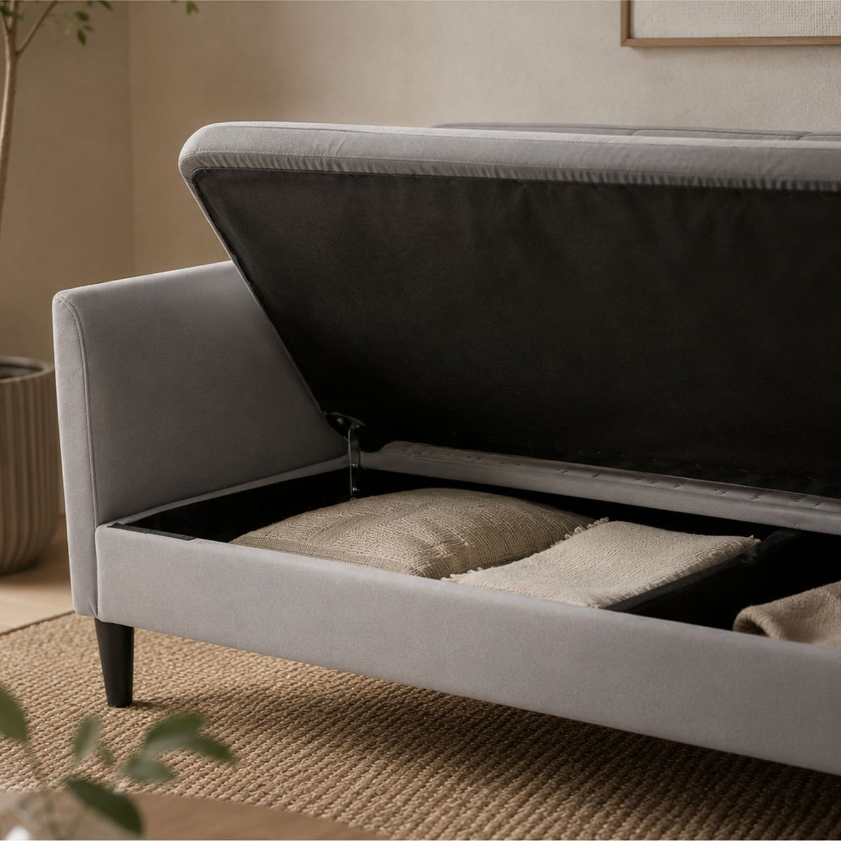 Sofá Cama Rouss Microfibra Plata