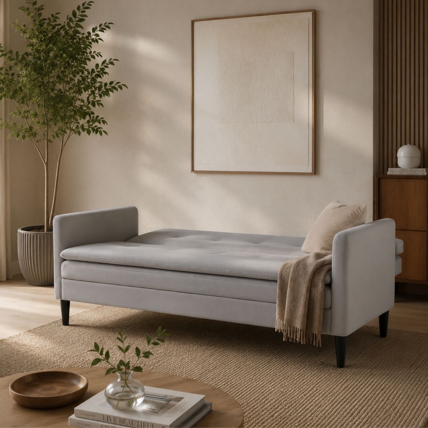 Sofá Cama Rouss Microfibra Plata