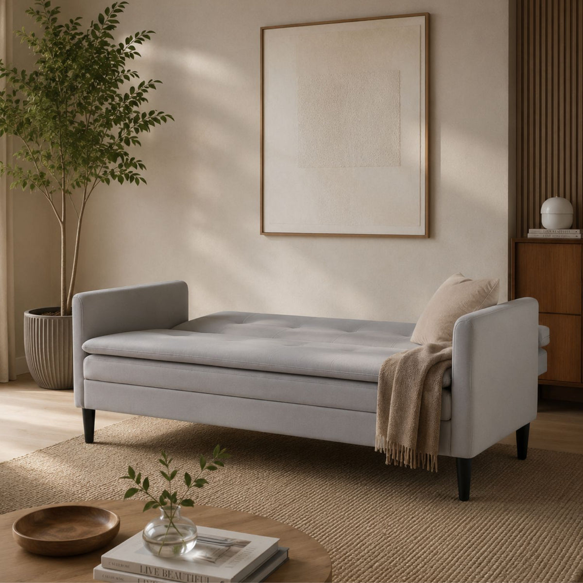Sofá Cama Rouss Microfibra Plata