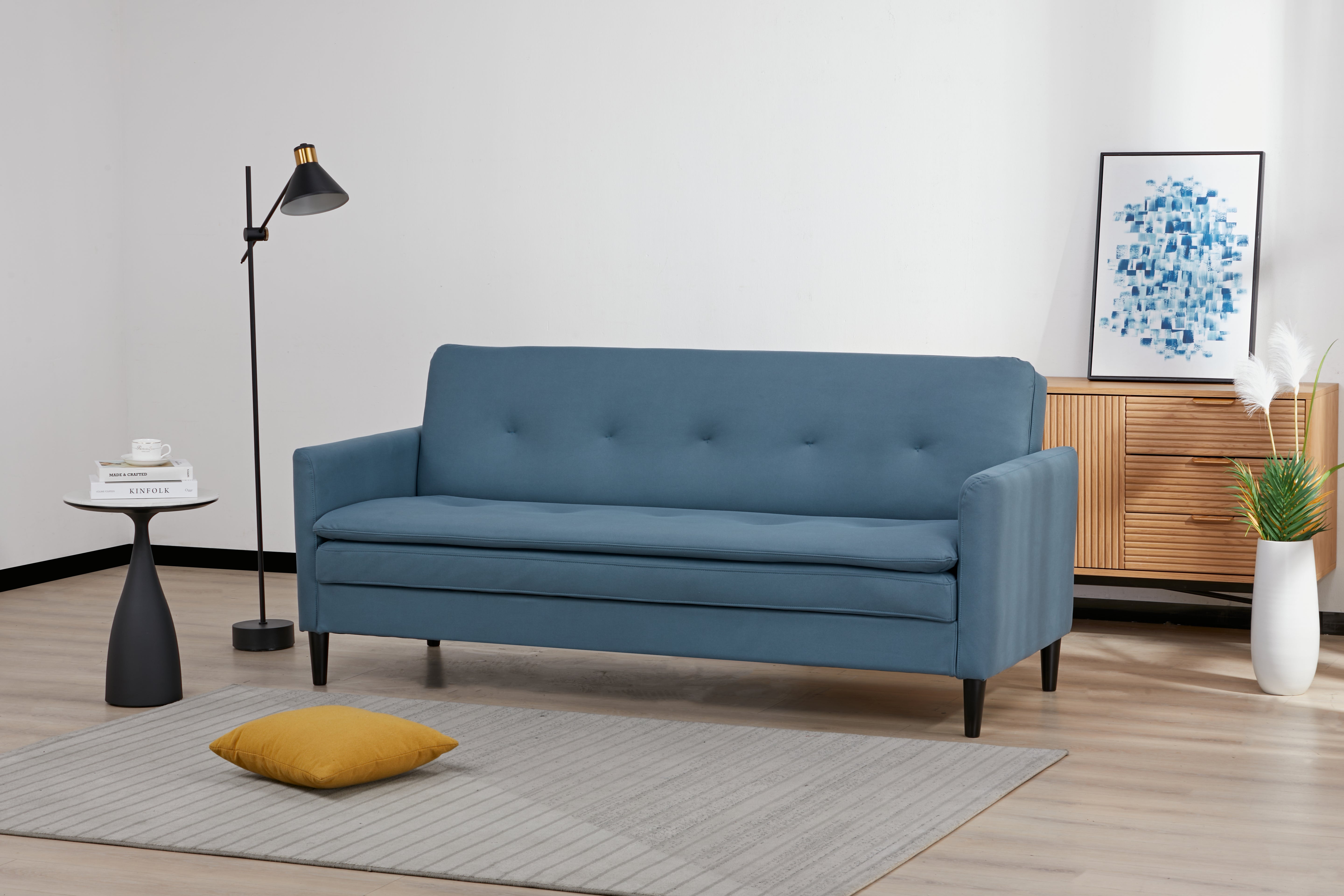 Sofá Cama Rouss Microfibra Azul
