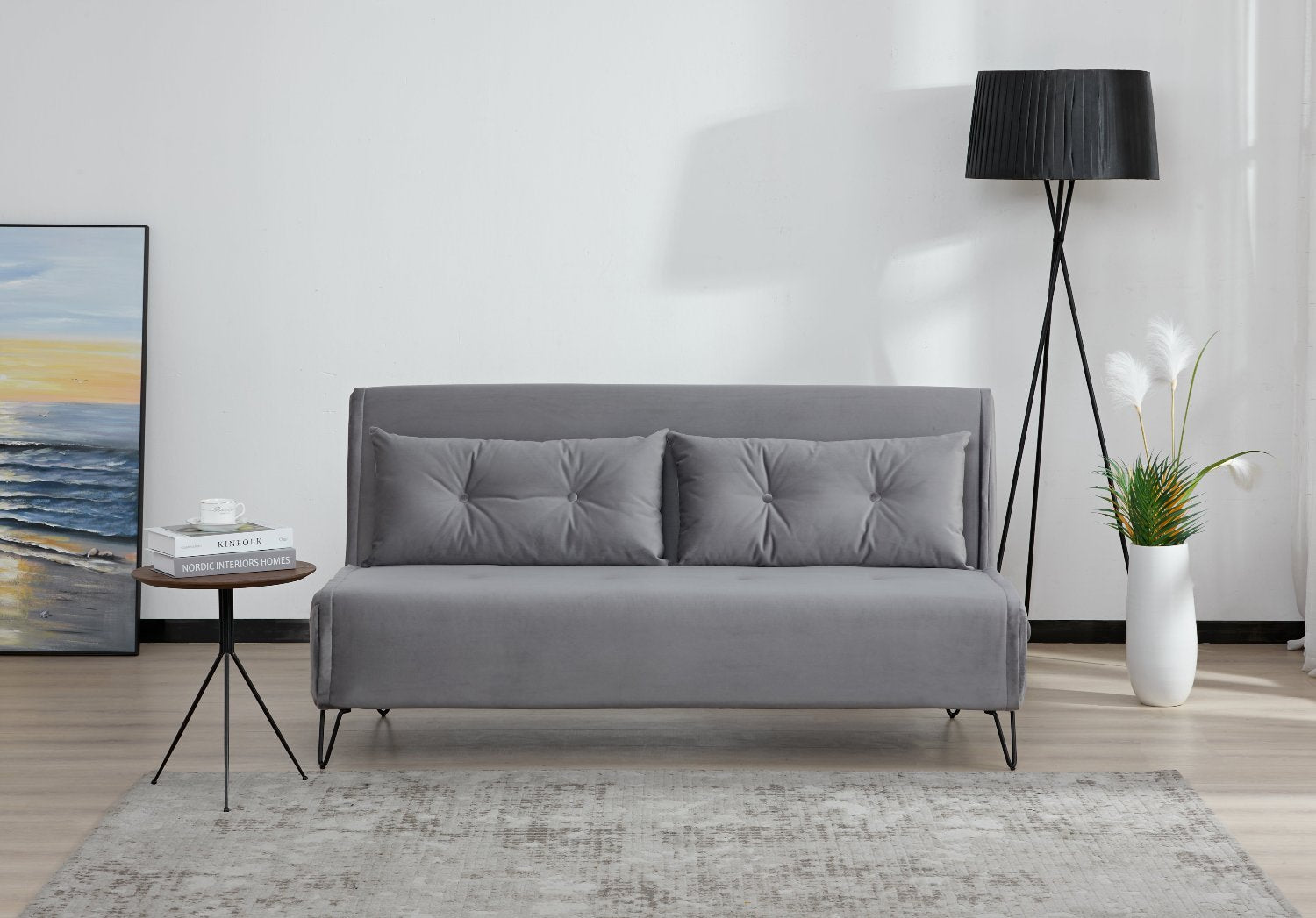 Sofá Cama Pier Microfibra Gris