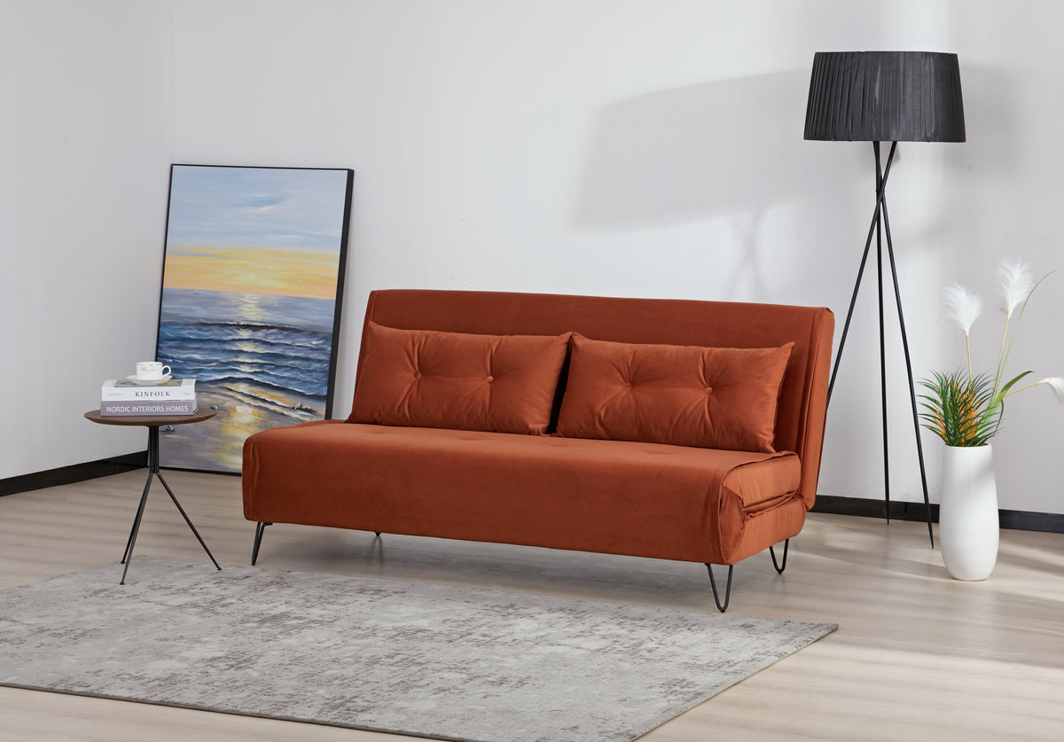 Sofá Cama Pier Microfibra Naranja