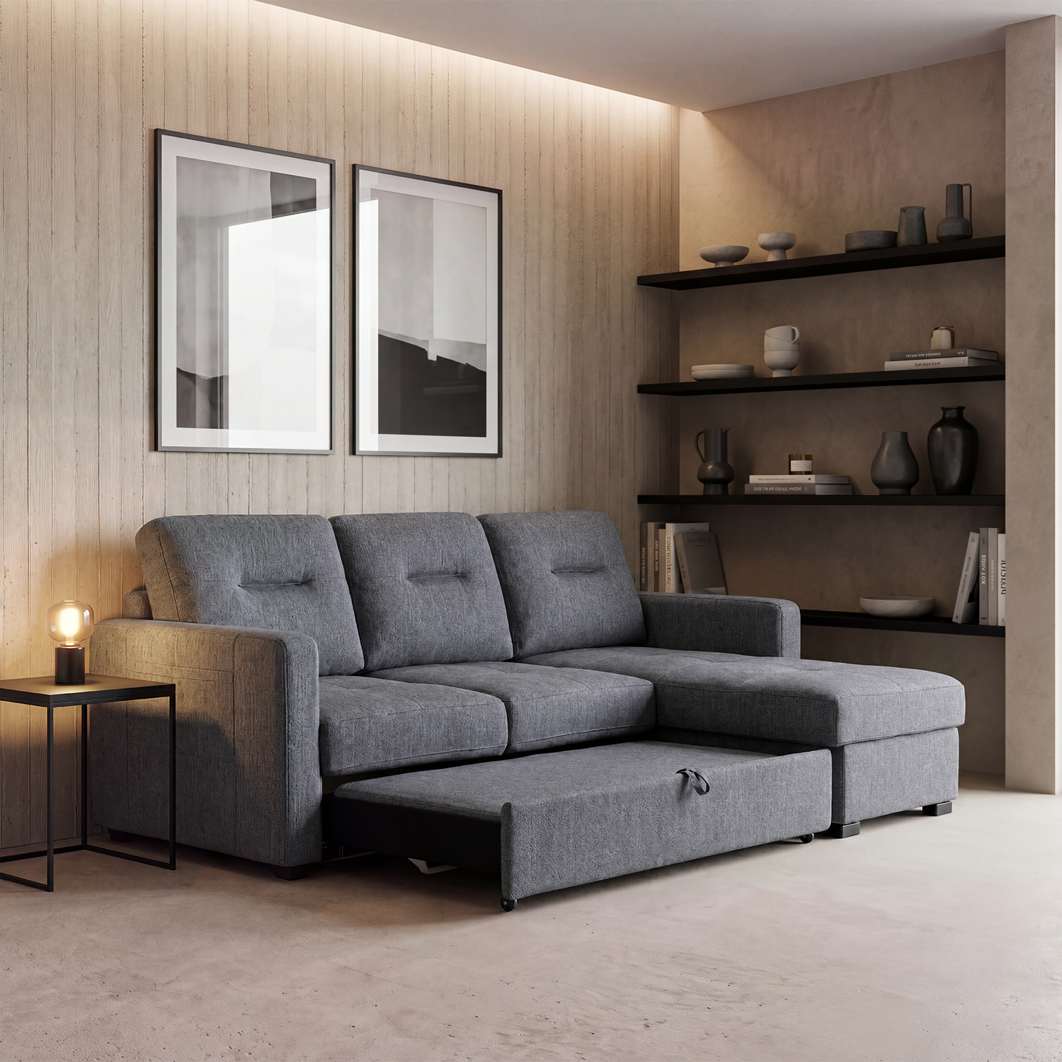 Sofá Cama Pantry Microfibra Gris