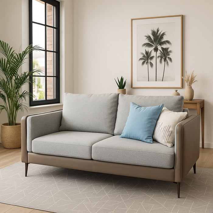 Sofá 2 Puestos Niki Microfibra Beige, Taupe