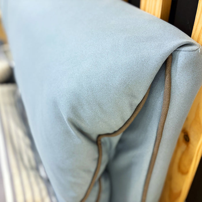 Cama Queen Noah Micro Azul, Plomo