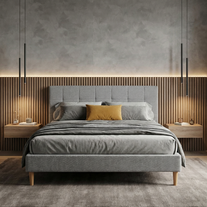 Cama Queen Nala Microfibra Plata