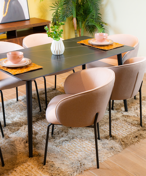 Comedor 6 Puestos Lumix Velvet Beige,Gris