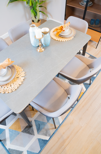 Comedor 6 Puestos Pott Velvet Plata, Gris Plomo