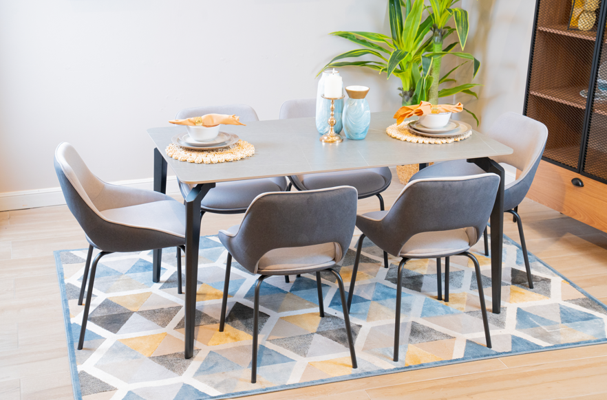 Comedor 6 Puestos Pott Velvet Plata, Gris Plomo