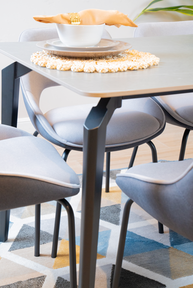 Comedor 6 Puestos Pott Velvet Plata, Gris Plomo
