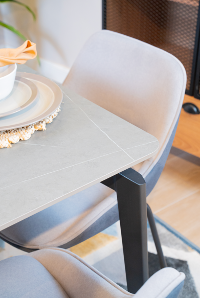 Comedor 6 Puestos Pott Velvet Plata, Gris Plomo