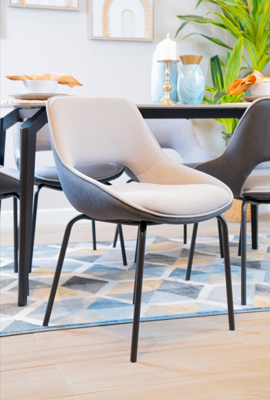 Comedor 6 Puestos Pott Velvet Plata, Gris Plomo