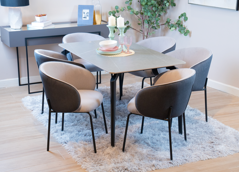 Comedor 6 Puestos Plus Velvet Plata, Gris Plomo