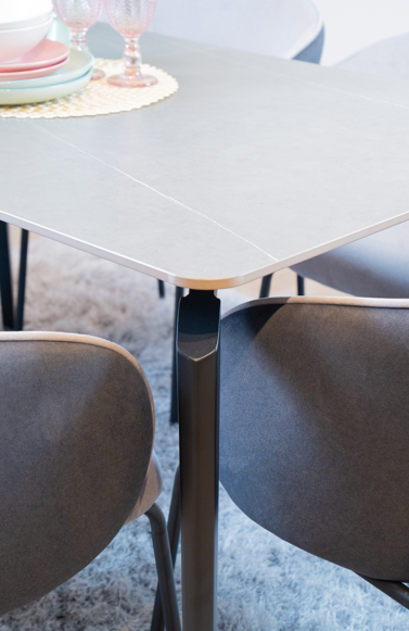 Comedor 6 Puestos Plus Velvet Plata, Gris Plomo