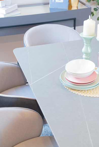 Comedor 6 Puestos Plus Velvet Plata, Gris Plomo