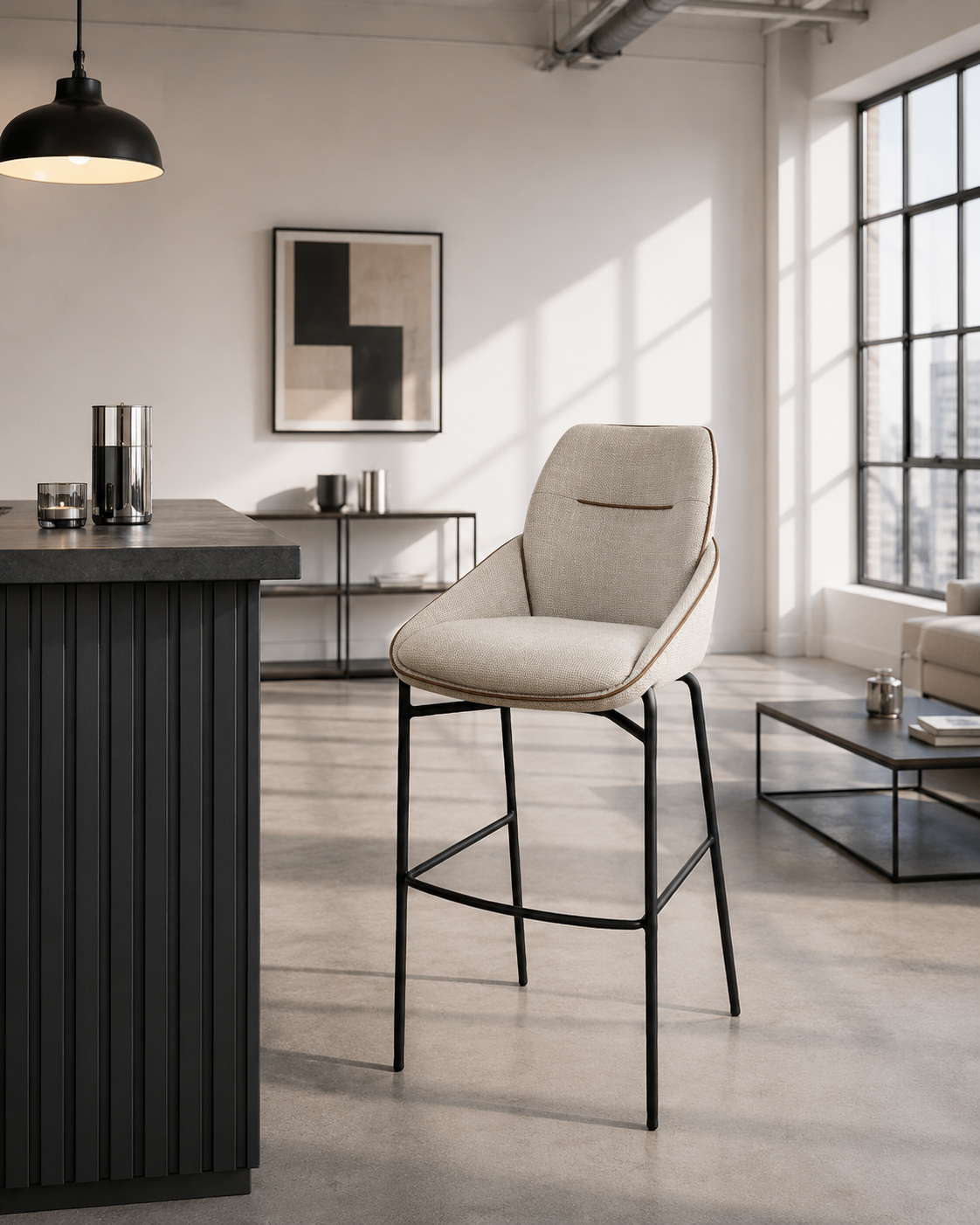 Silla De Bar Samba Beige, Marron