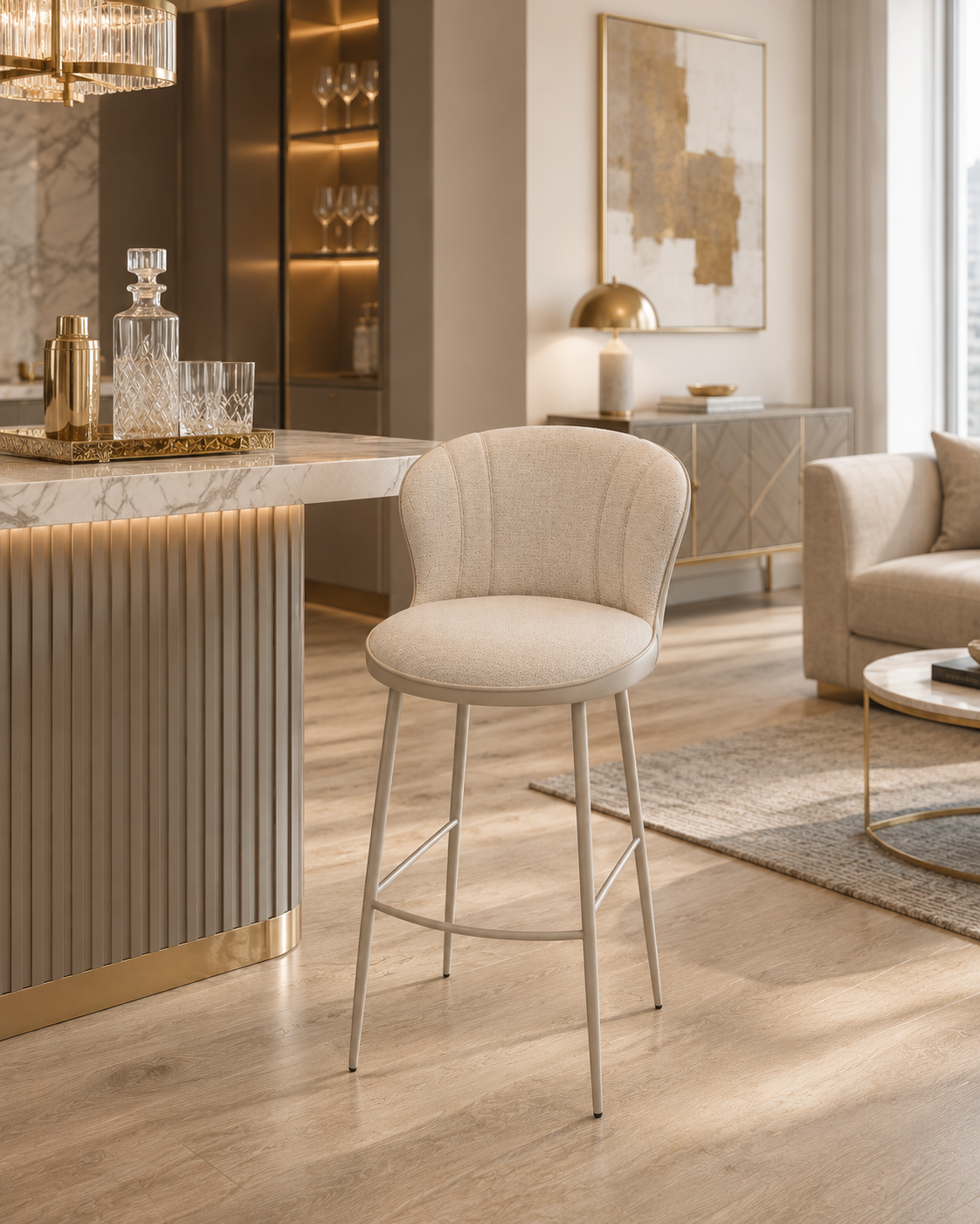 Silla De Bar Saturn Lino Beige