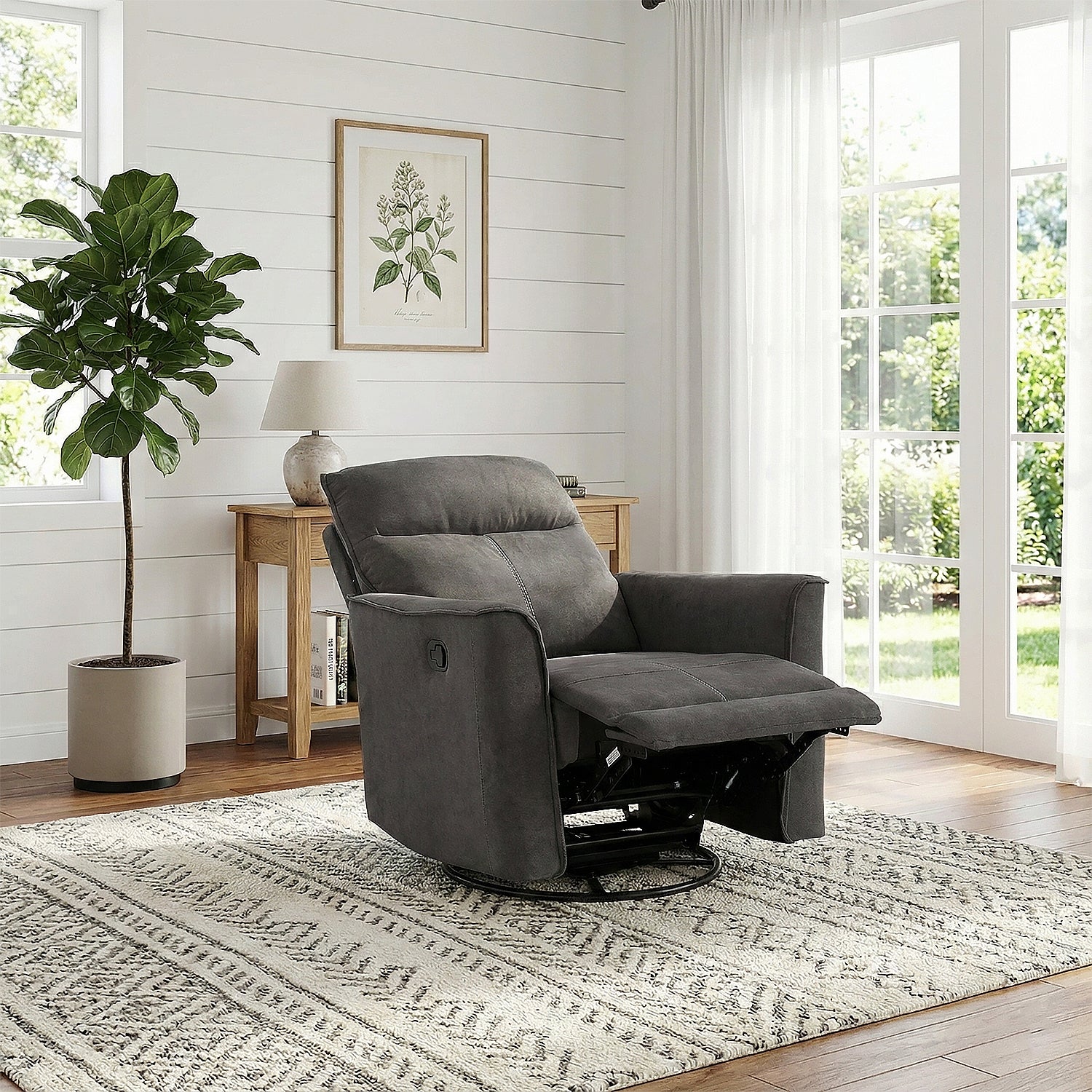 Silla Reclinable, Mecedora Banquo Gris Giratoria