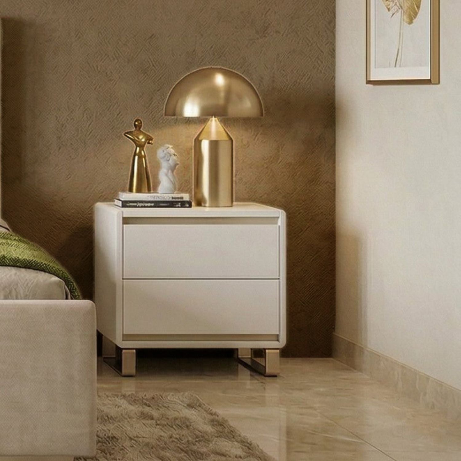 Mesa de Noche Sevilla Greige, Champaña 2 Gavetas