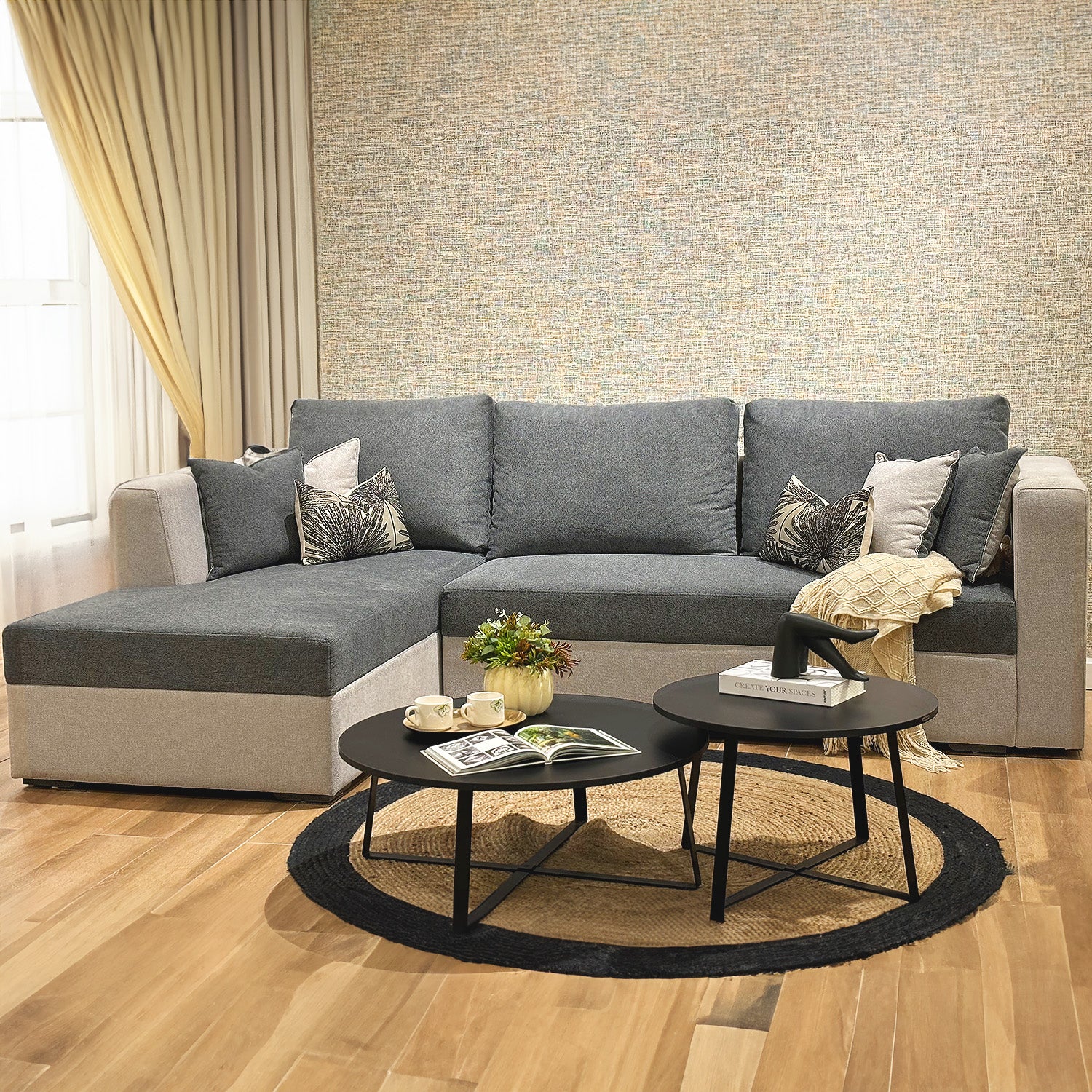 Sala Rinconera Escenic Lino Plomo, Gris