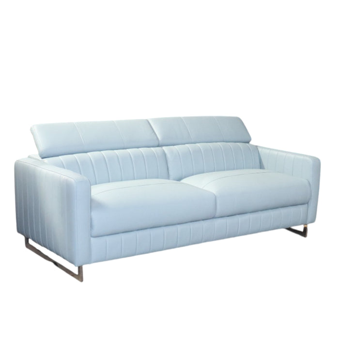 Sofá 3 Puestos Ediva Cuero Azul Celeste