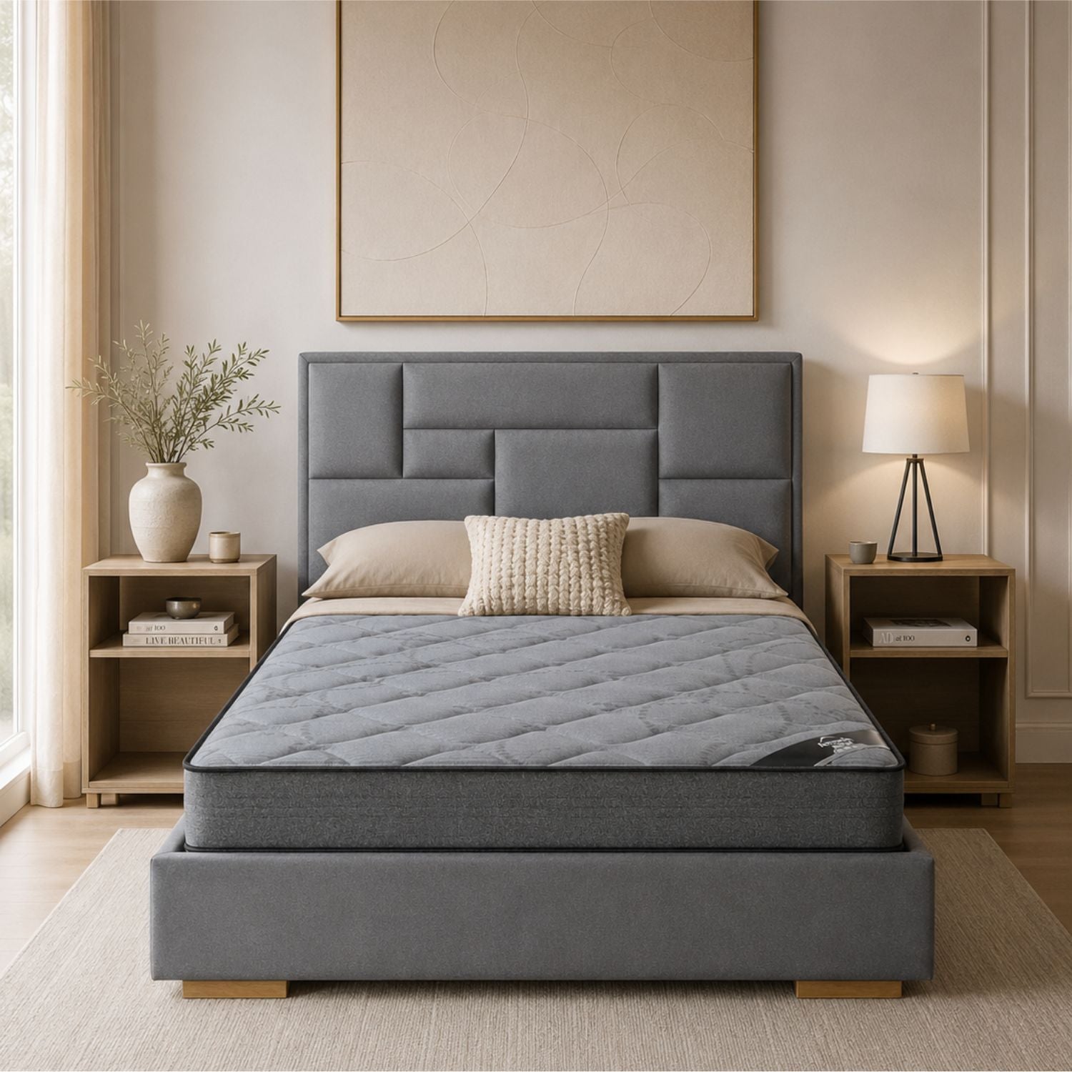 Cama Full Aurora Velvet Gris