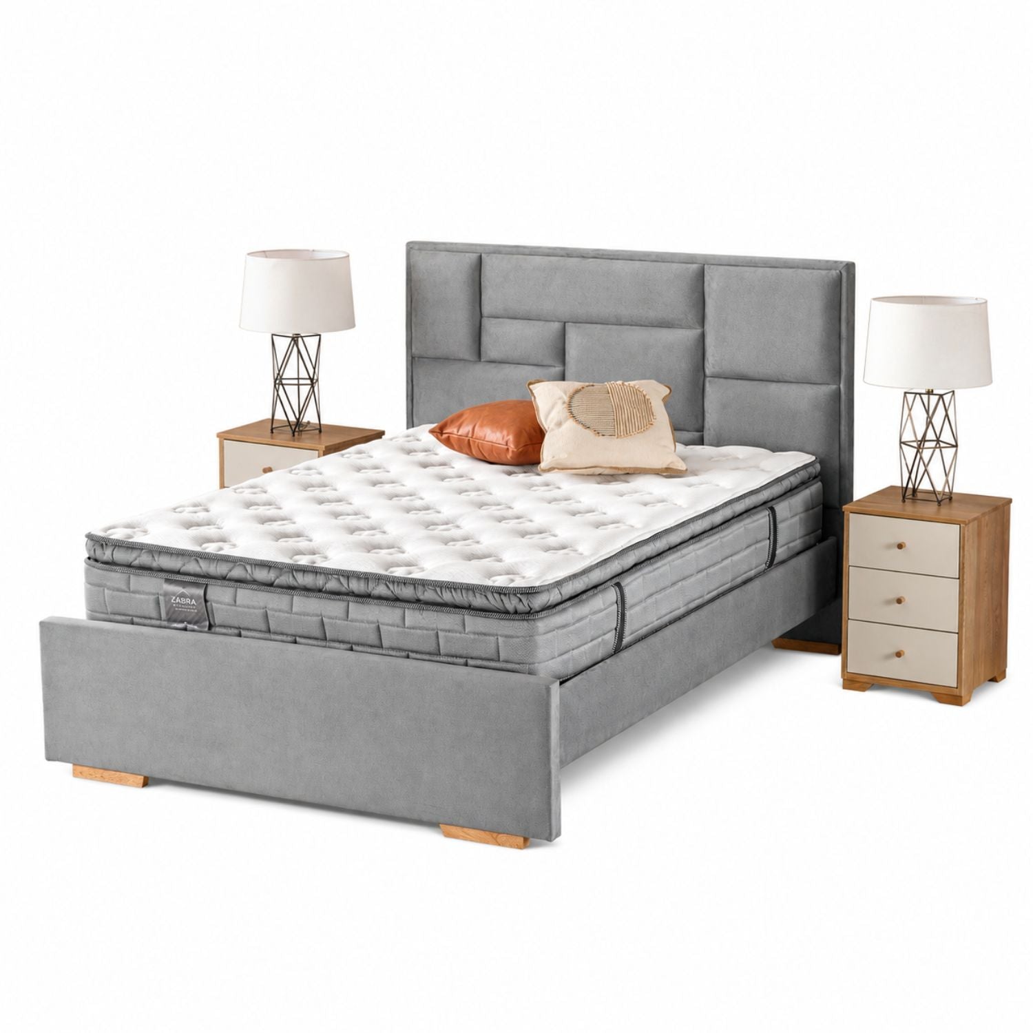 Cama Queen Aurora Velvet Gris