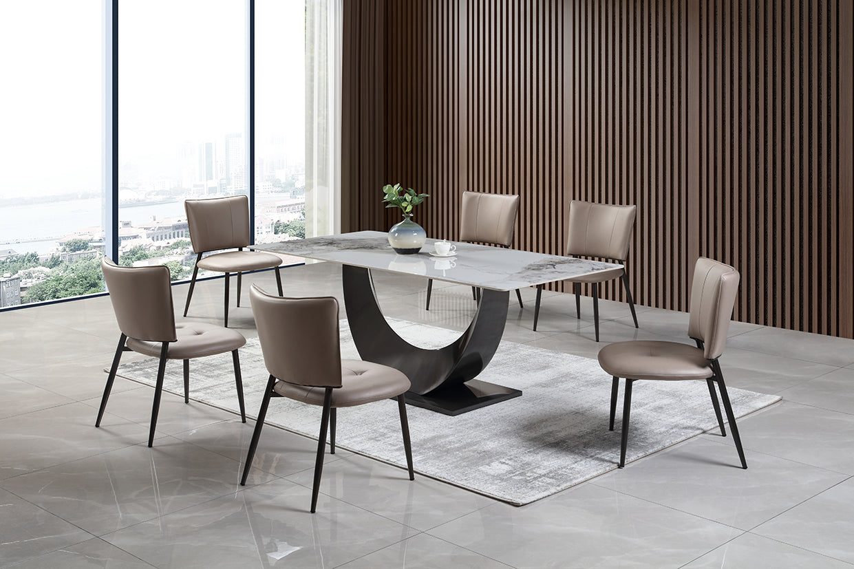 Comedor 6 Puestos Tribo Cuero Beige